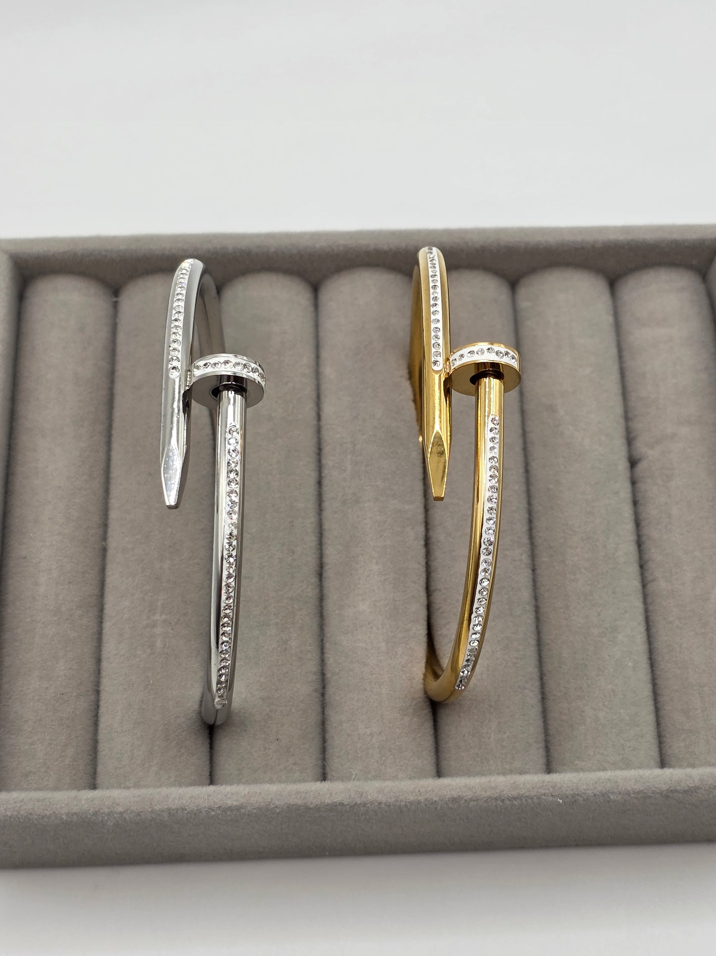 Designer-Inspired Nail Bangles – Gold & Silver