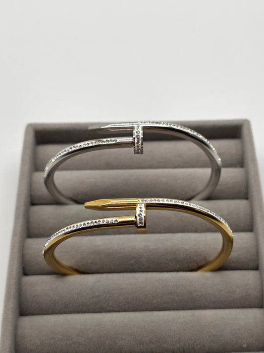 Designer-Inspired Nail Bangles – Gold & Silver