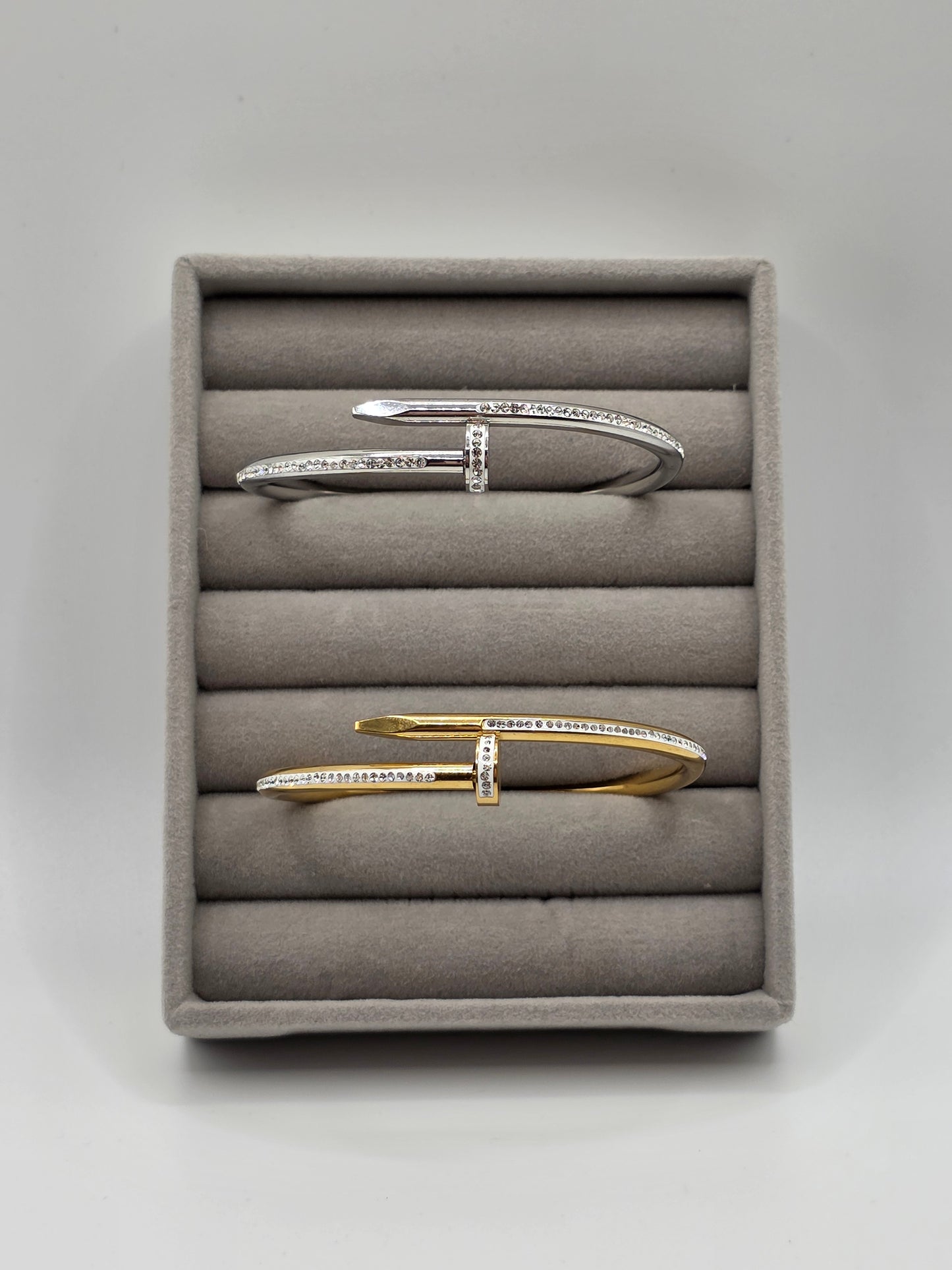 Designer-Inspired Nail Bangles – Gold & Silver