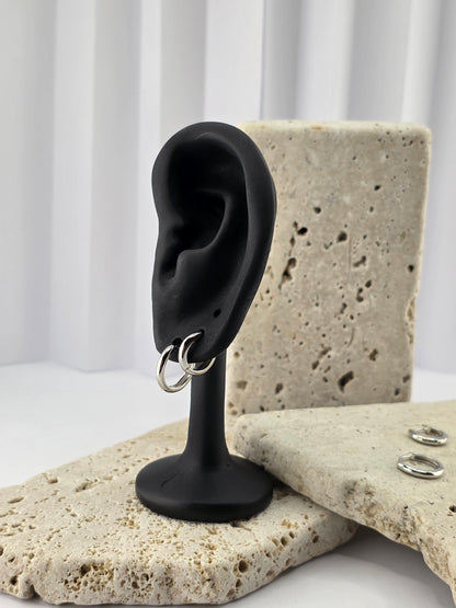 925 Sterling Silver Huggie Hoops (12mm & 14mm)