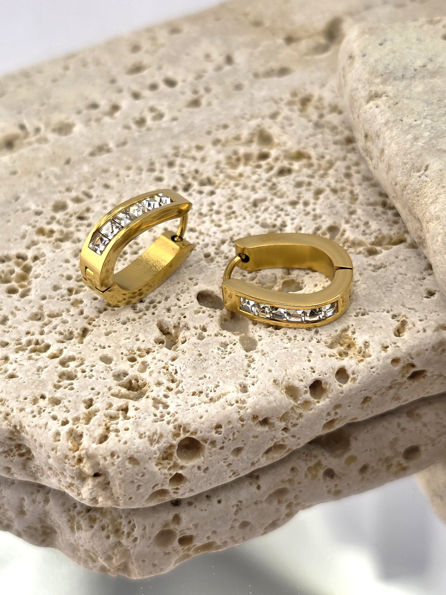 18K Gold Plated Stainless Steel Huggie Earrings 16mm