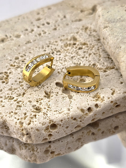 18K Gold Plated Stainless Steel Huggie Earrings 16mm