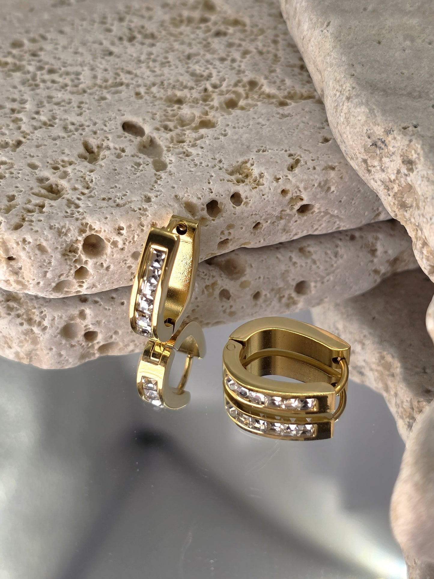 18K Gold Plated Stainless Steel Huggie Earrings 16mm