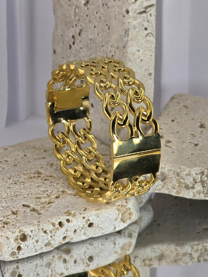 18K Gold-Plated Chunky Chain Cuff Bracelet