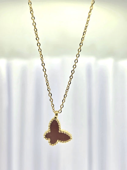 18K Gold-Plated Dark Red Butterfly Jewellery Set
