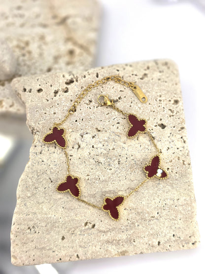 18K Gold-Plated Dark Red Butterfly Jewellery Set
