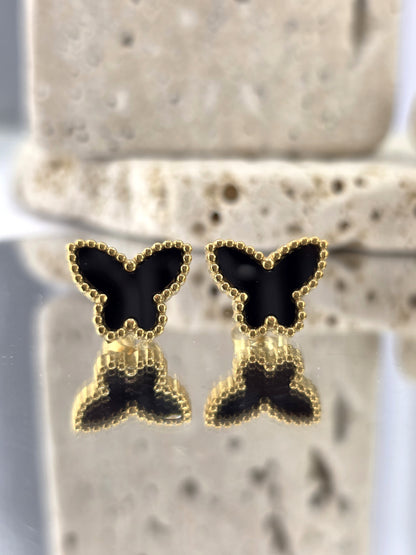 18K Gold-Plated Black Butterfly Jewellery Set