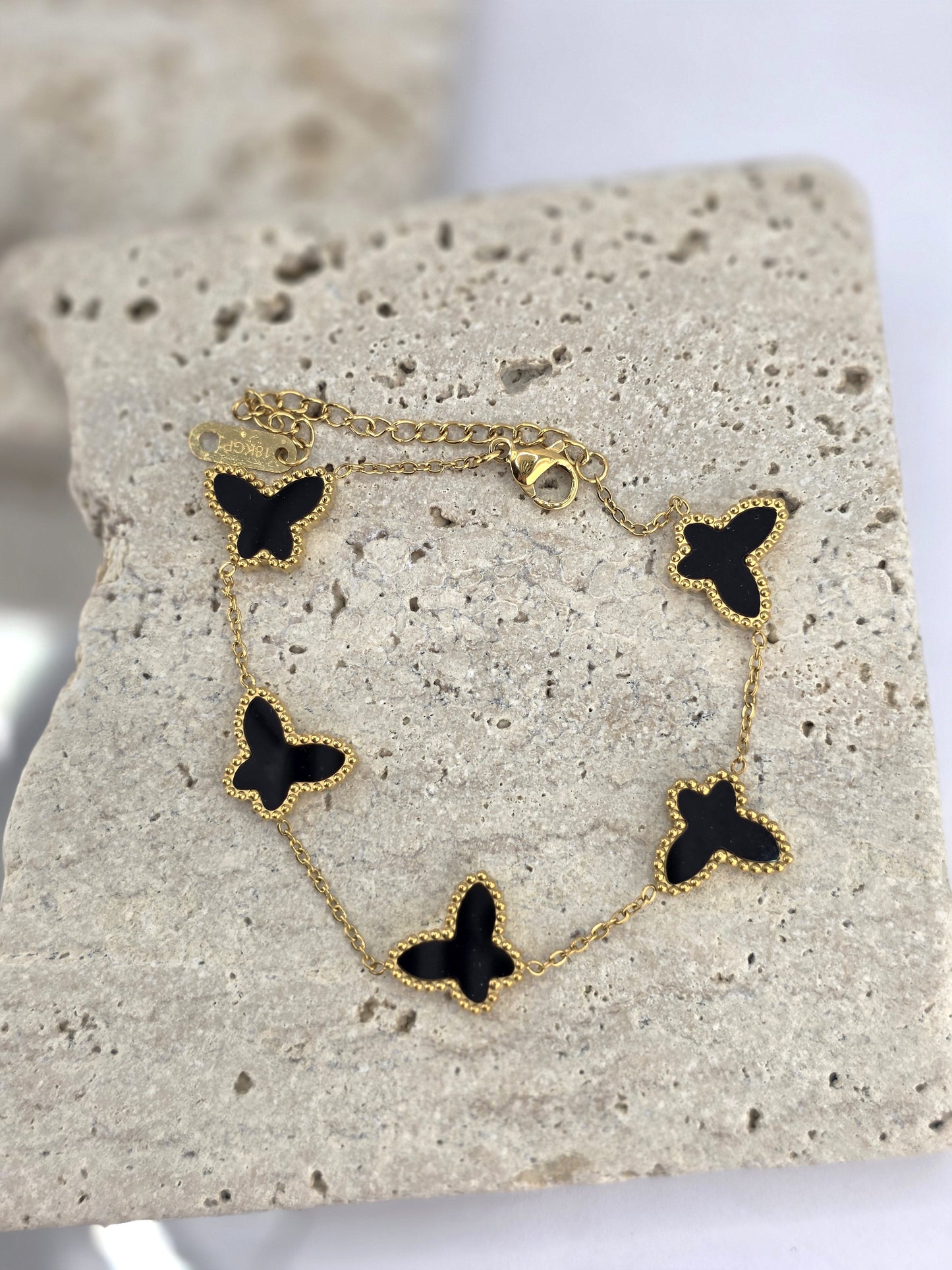 18K Gold-Plated Black Butterfly Jewellery Set