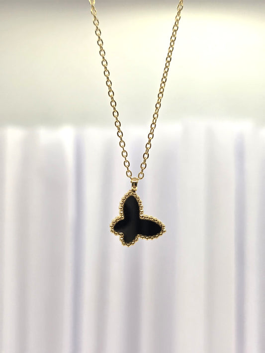 18K Gold-Plated Black Butterfly Jewellery Set