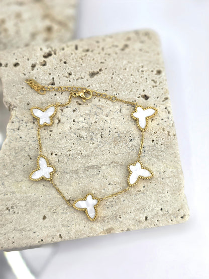 18K Gold-Plated White Butterfly Jewellery Set