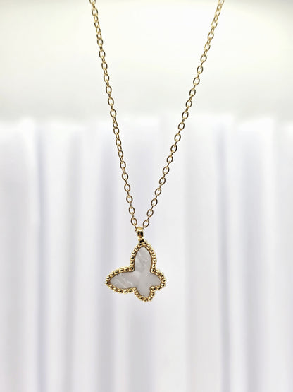 18K Gold-Plated White Butterfly Jewellery Set