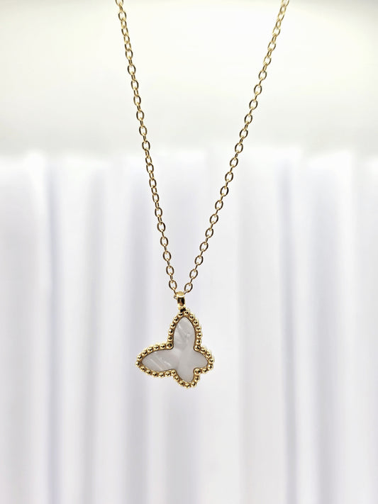 18K Gold-Plated White Butterfly Jewellery Set