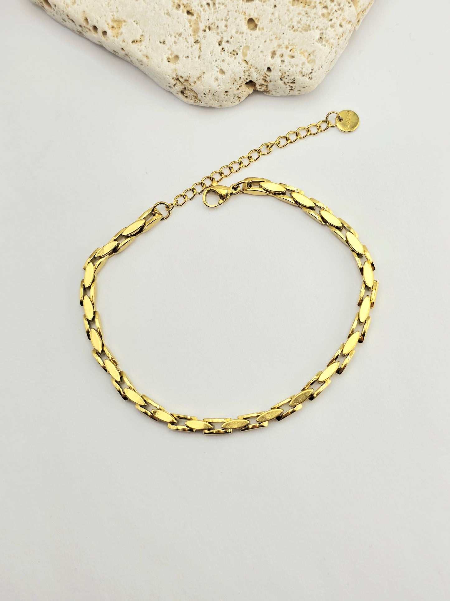 Unisex 18K Gold-Plated Square Link Chain Bracelet