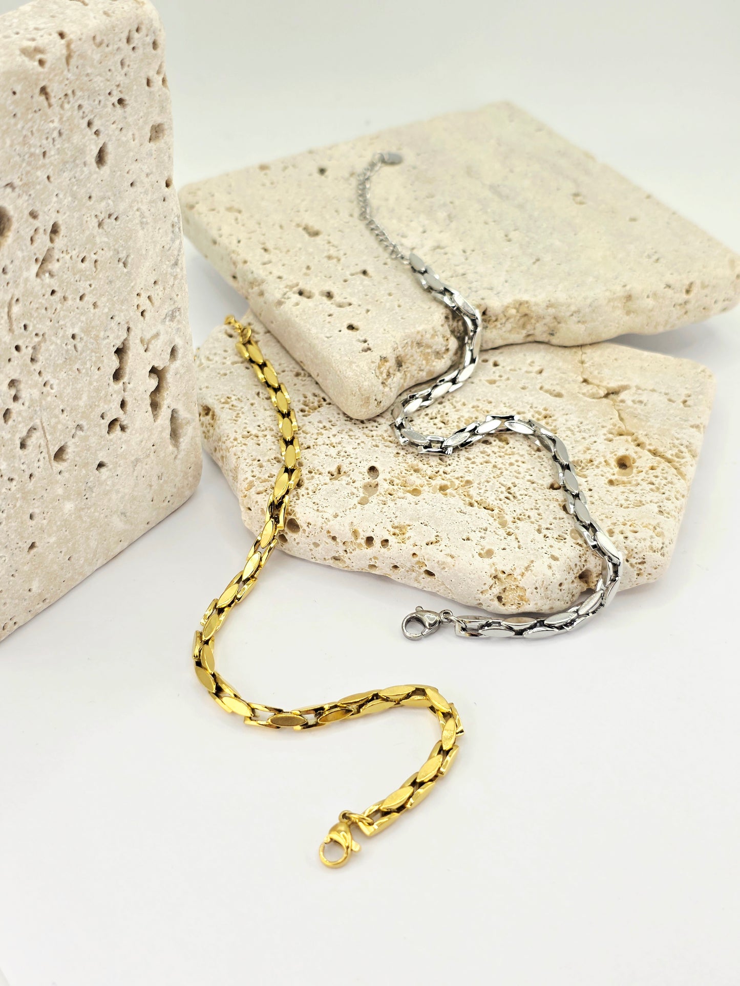 Unisex 18K Gold-Plated Square Link Chain Bracelet