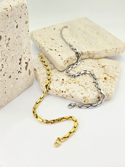 Unisex 18K Gold-Plated Square Link Chain Bracelet