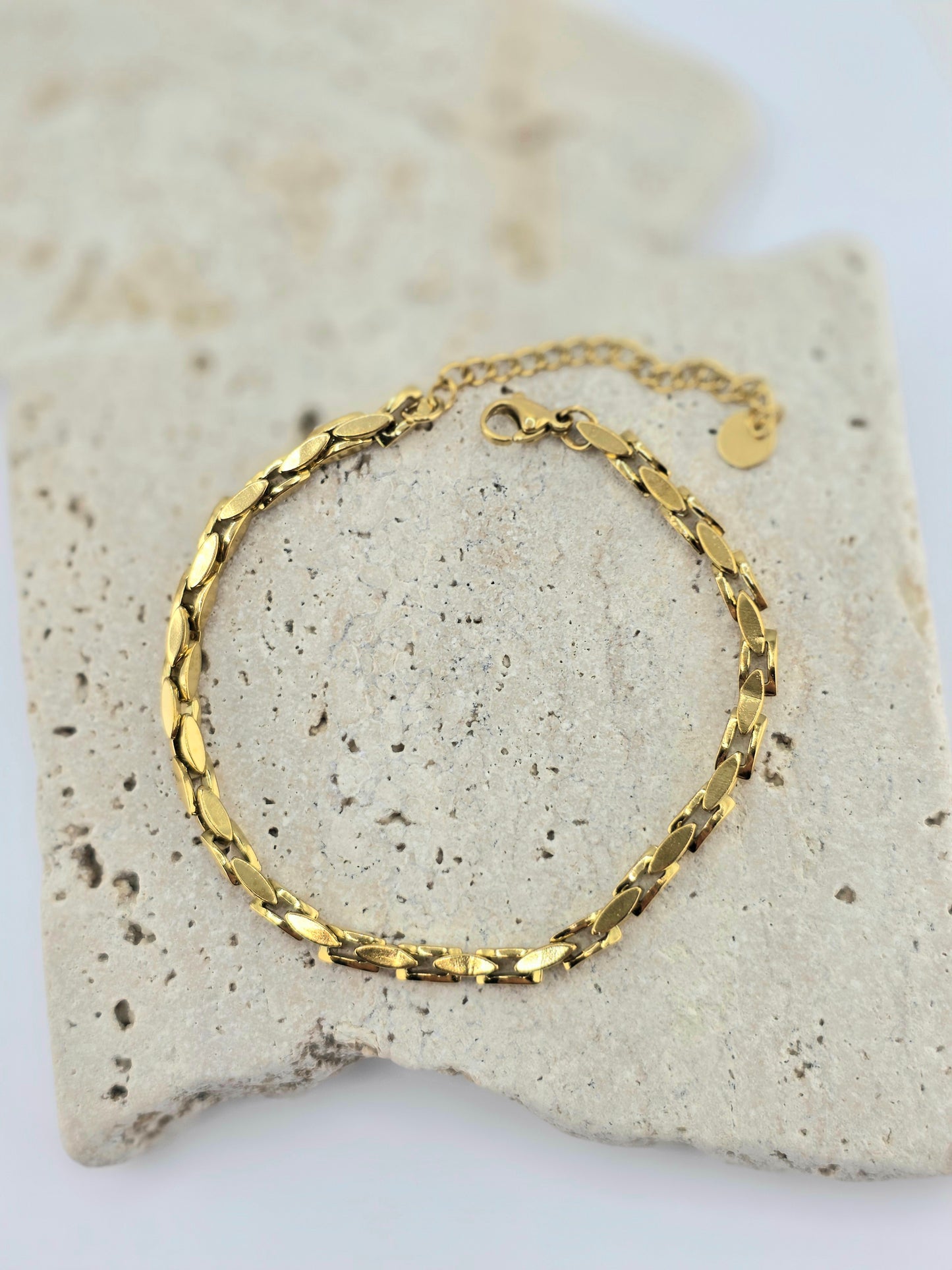 Unisex 18K Gold-Plated Square Link Chain Bracelet