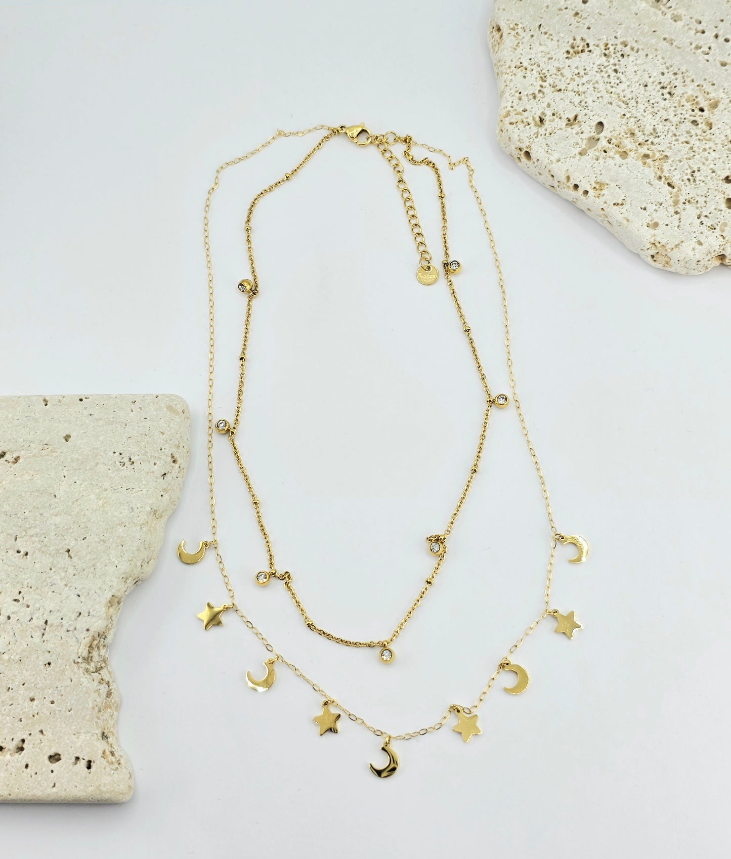 18K Gold-Plated Moon & Star Layered Necklace