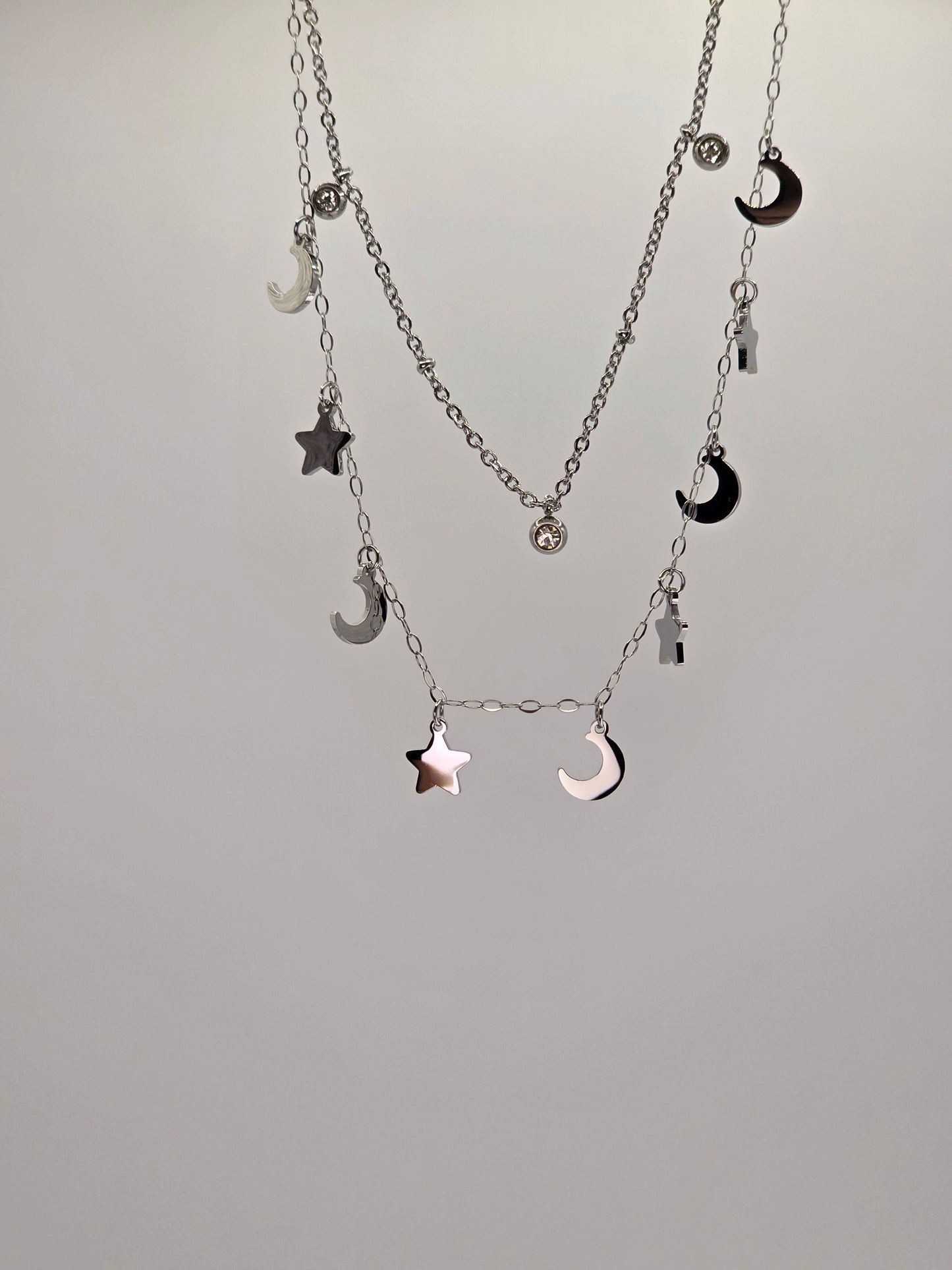 18K Gold-Plated Moon & Star Layered Necklace