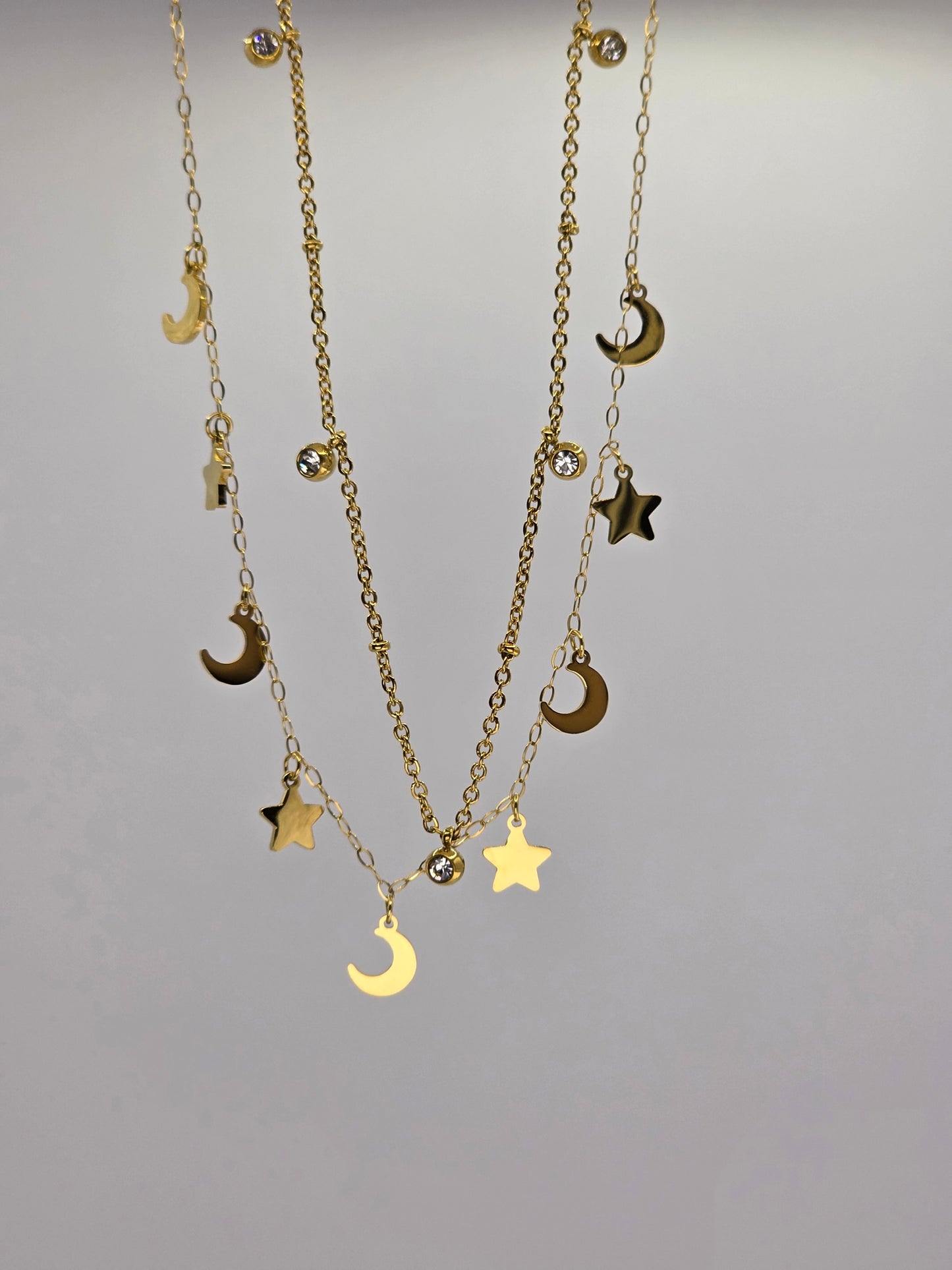 18K Gold-Plated Moon & Star Layered Necklace