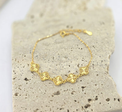 925 Sterling Silver Clover Bracelet – 18K Gold Plated