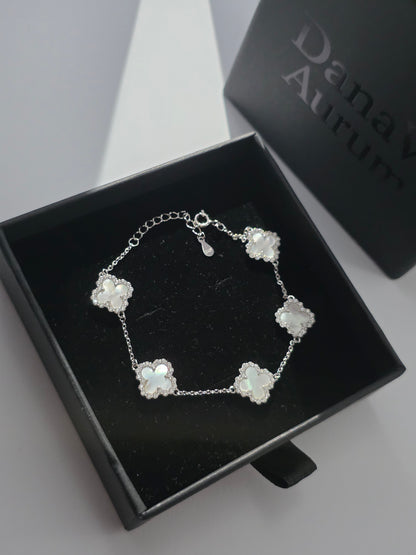 Clover Luxe Bracelet – 925 Sterling Silver with Iridescent Shell