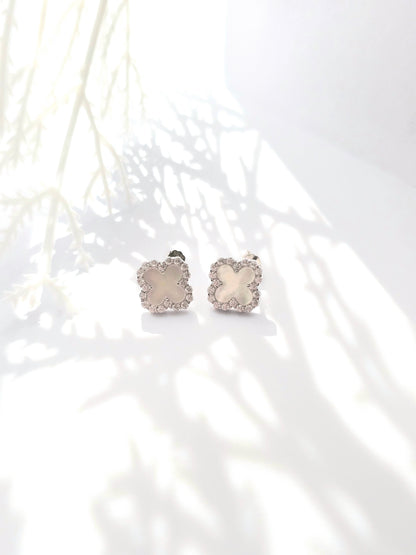 925 Sterling Silver Clover Stud Earrings
