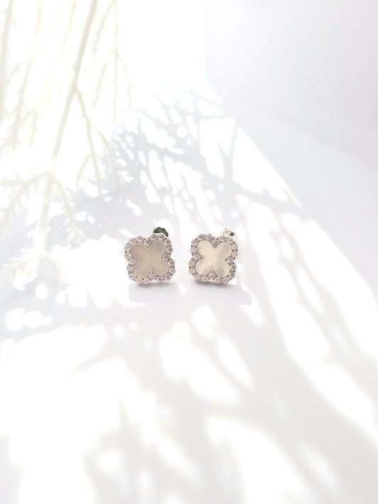 925 Sterling Silver Clover Stud Earrings