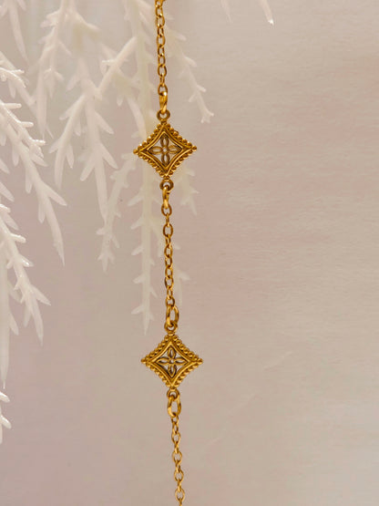 Clover Rhombus Chain Bracelet 18K Gold Plated