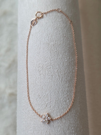 14k rose gold Delicate bracelet with small beads on a soft fabric danavi aurum uk jewellery 