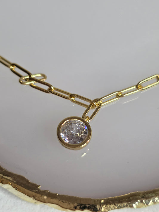 14K Gold Plated 925 Sterling Silver Zircon Charm Bracelet