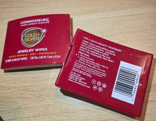 Connoisseurs Gold & Silver Jewelry Wipes – 25 Count Quick Sparkle | Dry | Disposable