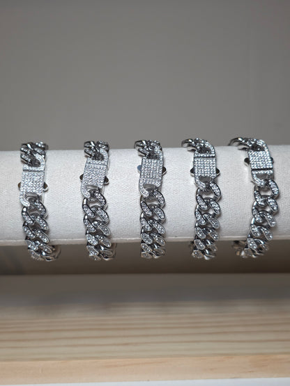 Iced Cuban Link Statement Bracelet – Stainless Steel Silver Finish