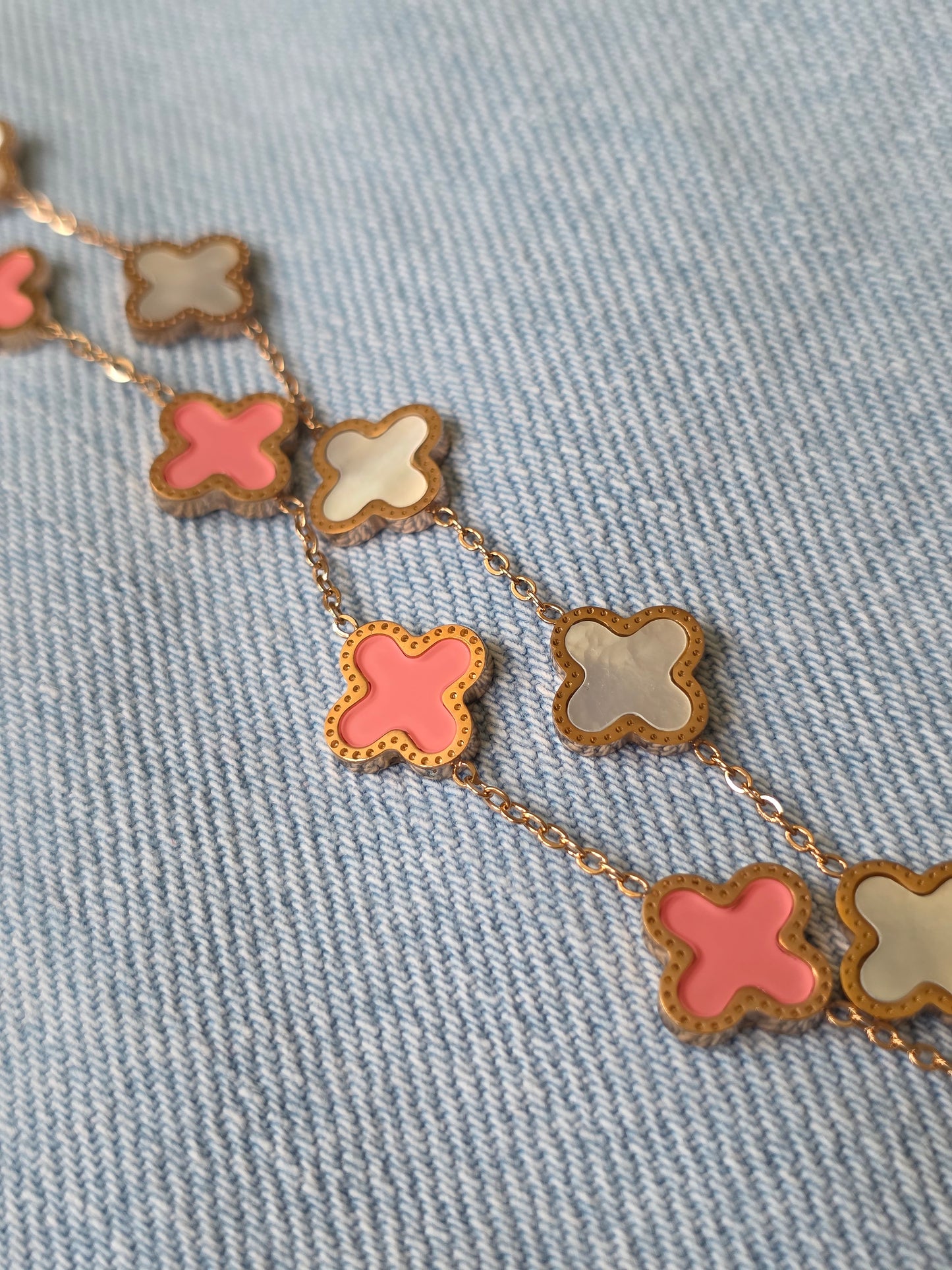 Designer-Inspired 18K Rose Gold Plated One Sided Four-Leaf Clover Bracelet