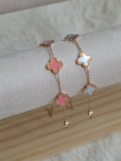 Designer-Inspired 18K Rose Gold Plated One Sided Four-Leaf Clover Bracelet