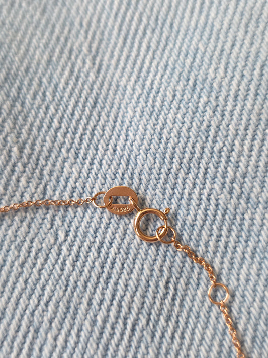 14K Solid Rose Gold Dainty Star Diamond Bracelet