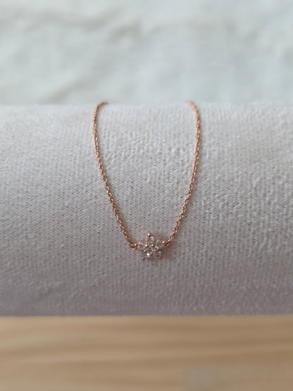 14K Solid Rose Gold Dainty Star Diamond Bracelet