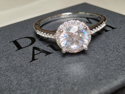 Radiant Halo Moissanite Ring – 925 Sterling Silver