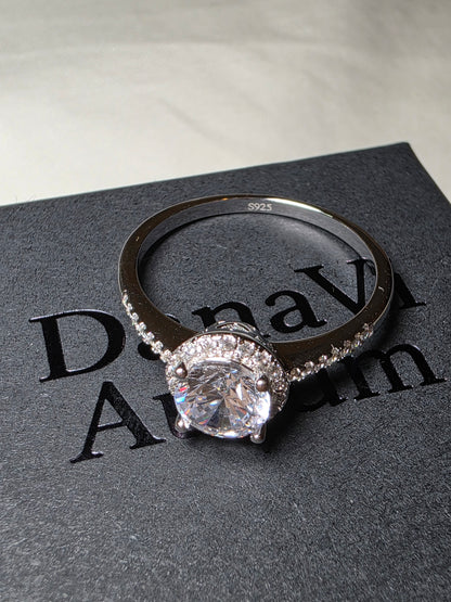 Radiant Halo Moissanite Ring – 925 Sterling Silver