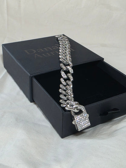 Iced Cuban Link Statement Bracelet – Stainless Steel Silver Finish