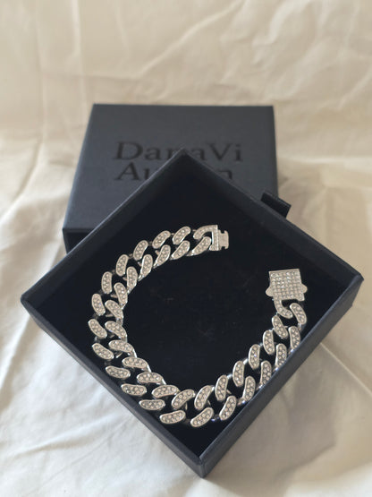 Iced Cuban Link Statement Bracelet – Stainless Steel Silver Finish