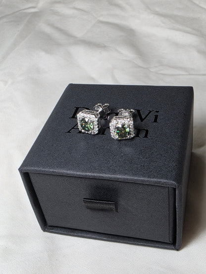 Emerald Moissanite Luxury Stud Earrings 925 Silver