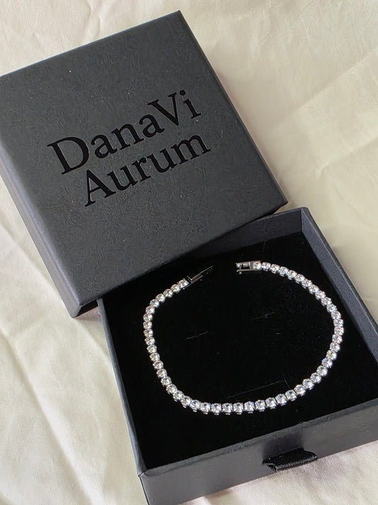 3mm Iced Tennis Bracelet – White Gold Finish Stainless Steel