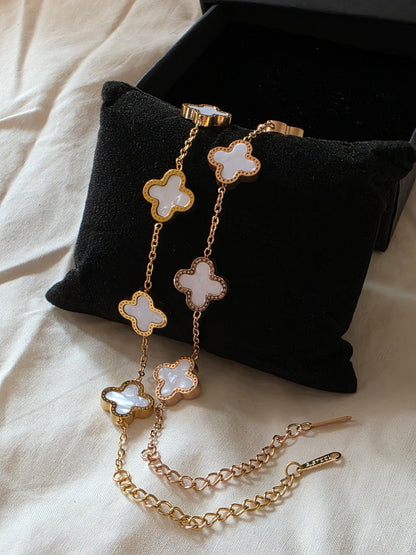 Double-Sided Clover Charm Bracelet – 18K Gold Plated