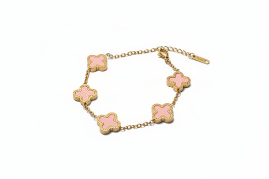 Pink Clover Charm Bracelet