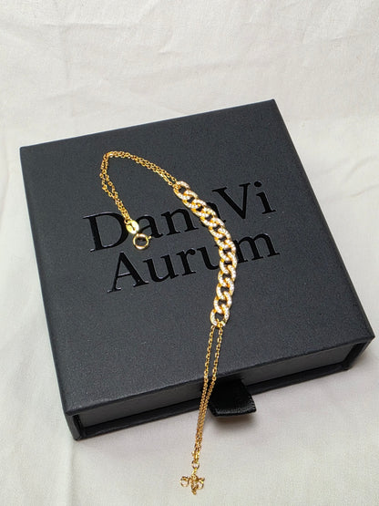 18K Gold-Plated Zircon Link Chain Bracelet – 925 Sterling Silver