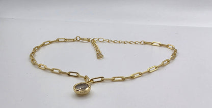 14K Gold Plated 925 Sterling Silver Zircon Charm Bracelet