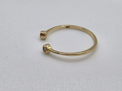 Minimalist 925 Sterling Silver Open Ring – Adjustable Dainty Gold Plated Band