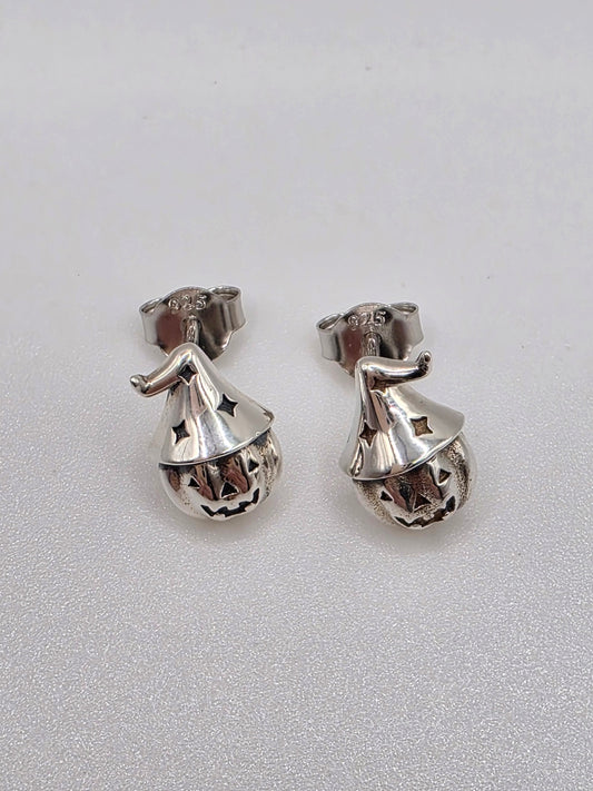 Sterling Silver Pumpkin Hat Studs – Halloween Edition