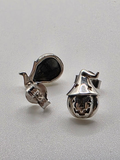 Sterling Silver Pumpkin Hat Studs – Halloween Edition