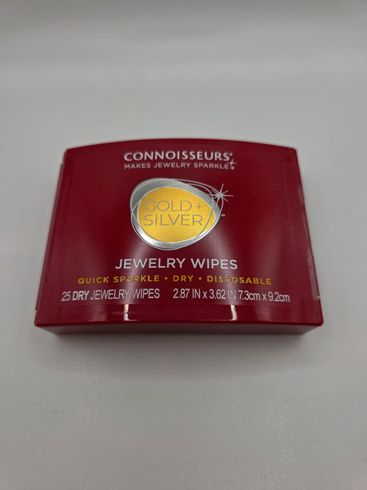 Connoisseurs Gold & Silver Jewelry Wipes – 25 Count Quick Sparkle | Dry | Disposable